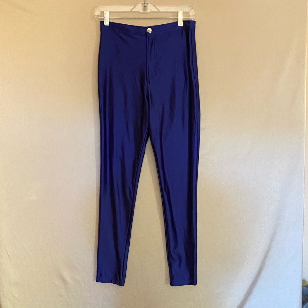 American Apparel Blue Metallic Disco Pants Women's